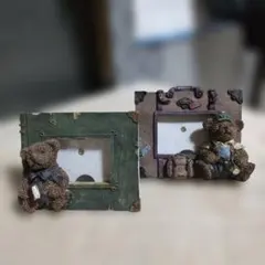 テディベア付きヴィンテージフォトフレームミニ2点セット
