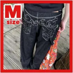 【大幅お値下げ中！】バギーデニム 刺繍 ジーンズ デニム ストリート ゆったり