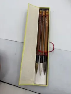中国 筆 毛筆 3本セット 化粧箱入り 未使用 ヴィンテージ 書道筆