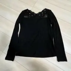アクシーズファム　ブラックレースビーズ装飾トップス Mサイズ