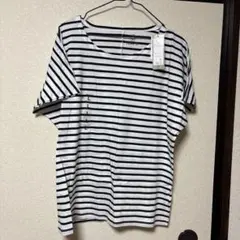 新品未使用タグ付NAVY ストライプ Tシャツ