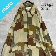 No.1748 VINTAGE ヴィンテージ 古着 総柄シャツ ポリシャツ 長袖