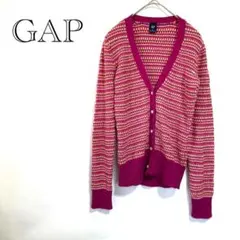 【GAP】ニットカーディガン S アンゴラ混 レッドパープル 秋冬
