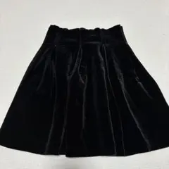 ワンスポ ベロア フレアミニスカート ブラック M 黒 ベルトループ
