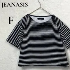 ジーナシス　半袖カットソー　ボーダー柄　幅広いゆったりタイプ　丈短め