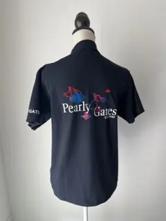 パーリーゲイツ　吸湿速乾ネイビー後ろロゴモックネック