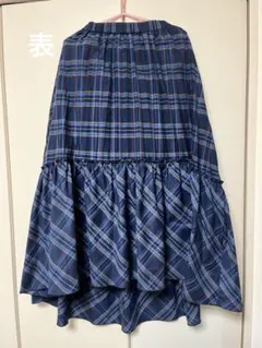 青チェック柄フレアスカート/SENSE OF PLACE/ワンサイズ/裏地あり