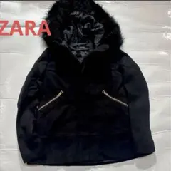 【新品】未使用 ZARA フード　アウターコート ファー ブラック