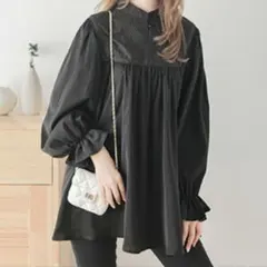 ブラック 長袖チュニックブラウスM