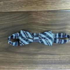 青と黒のチェック蝶ネクタイ