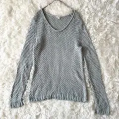 GAP　デザイン編みコットンニットM　ライトブルー　セーター　ざっくり◆A332