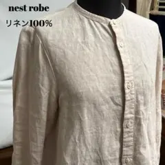 新品✨ネストローブ☆リネン100% プレーンリネンタックフロントシャツ 