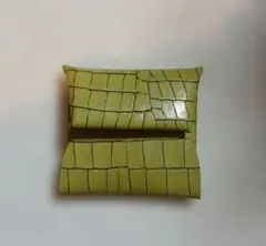 [新品未使用]革グリーン クロコダイル風 コインケース
