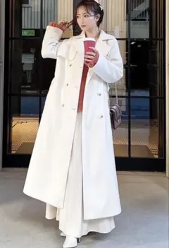 美品♡リゼクシー　ウールライクデザインコート　チェスターコート　アイボリー