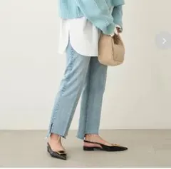 新品未使用 Mila owen 裾段差脇スリットデニムパンツ