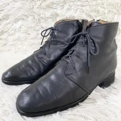 ASICS ペダラ コンフォートブーツ　レザー　24.5EEE サイドジップ　黒