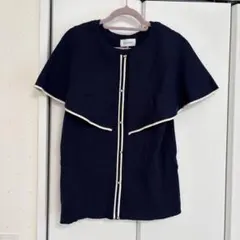 anatelier ケープ風 半袖ニット ネイビーのサムネイル