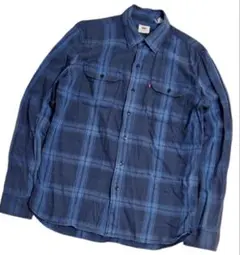 【Levi’s】リーバイス 赤タブ付き チェックシャツ 長袖 ブルー系　L