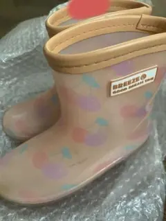 BREEZE キッズ レインブーツ さくらんぼ柄 ピンク　18cm