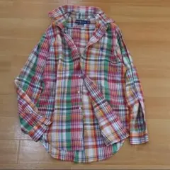 【新品同様】ラルフローレン マドラスチェック 麻綿 ピンク グリーン 希少カラー