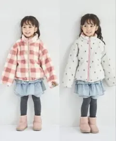 新品未使用　ペアマノン総柄 リバーシブル ボアブルゾン 100サイズ