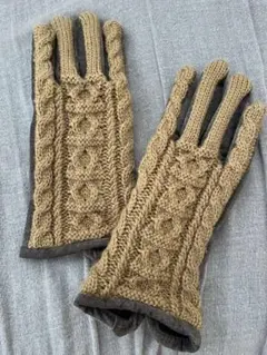 レディース手袋　ニット×豚革