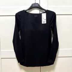 【新品タグ付】UNIQLO ヒートテック ブラUネックT ブラック8分袖 S