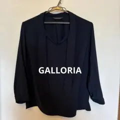 GALLORIA濃紺ボウタイ8分袖ブラウス