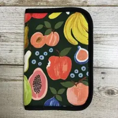 コットンアンドスティール　フルーツ柄　ハンドメイド　お薬手帳ケース