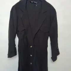 ZARA ブラックシャツ ロングワンピース ベルト付き綺麗めAライン