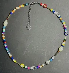 カラフルビーズネックレス ハンドメイド