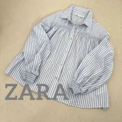 ZARA ストライプ シャーリングブラウス ホワイト&ブルー