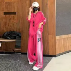 セットアップ　上下　スウェット　ジャージ　　サイドライン　ユニセックス　裾絞り