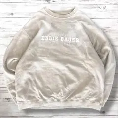 EDDIE BAUER スウェット 刺繍ロゴ ベージュ XXL 1935のサムネイル