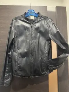 黒 レザー シングルライダースジャケット