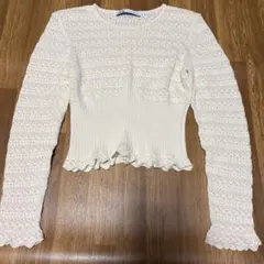 ZARA ザラ 透かし編み ニット トップス M アイボリー 完売品 美品