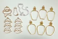 レジン枠　レジンフレーム　色々１１個セット 猫　香水瓶　スズメ