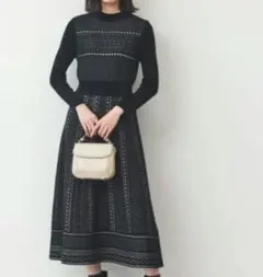 【値下げ】And Couture ネイビー　ニットワンピース