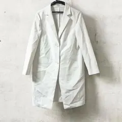 【美品】ホワイト薄手 コート　ひざ丈
