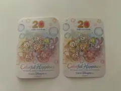 ダッフィーアンドフレンズ 20周年 カラフルハピネス シール ステッカー2枚