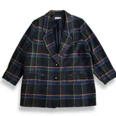 値下【VINTAGE】80s 90s マルチチェック ビンテージレトロジャケット