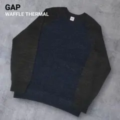 希少 00s GAP ギャップ コットン サーマル ニット 無地 L