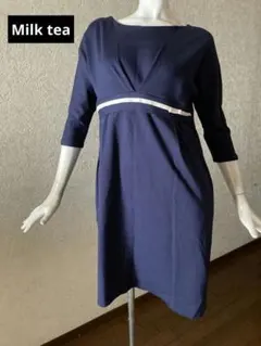 ✰Milk tea ネイビー ワンピース 七分袖　授乳服　マタニティのサムネイル