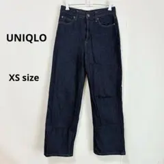 ユニクロ　UNIQLO ワイドストレートジーンズ　XS ネイビー　デニム