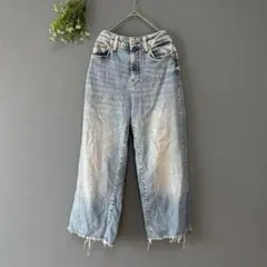 ★ザラ［M］褒められ美シルエット　大人カジュアル　控えめ裾フリンジワイドデニム