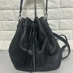 【美品】巾着バッグ　リュック　フリンジ　3way バック　ブラック
