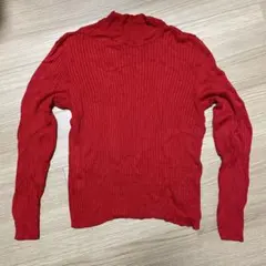 ANN TAYLOR 赤 リブ編み タートルネック S