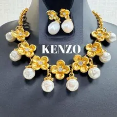 KENZO ケンゾー ネックレス &イアリング セット パール 花柄のサムネイル