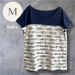 インデックス レース切替 ボーダー Tシャツ M 紺 白 半袖 リバーシブルのサムネイル