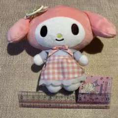 マイメロディ My Melody ぬいぐるみ チェック柄ドレス 約18cm